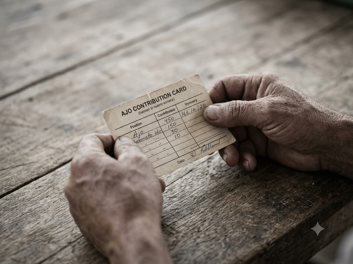 An old handwritten paper Ajo contribution card